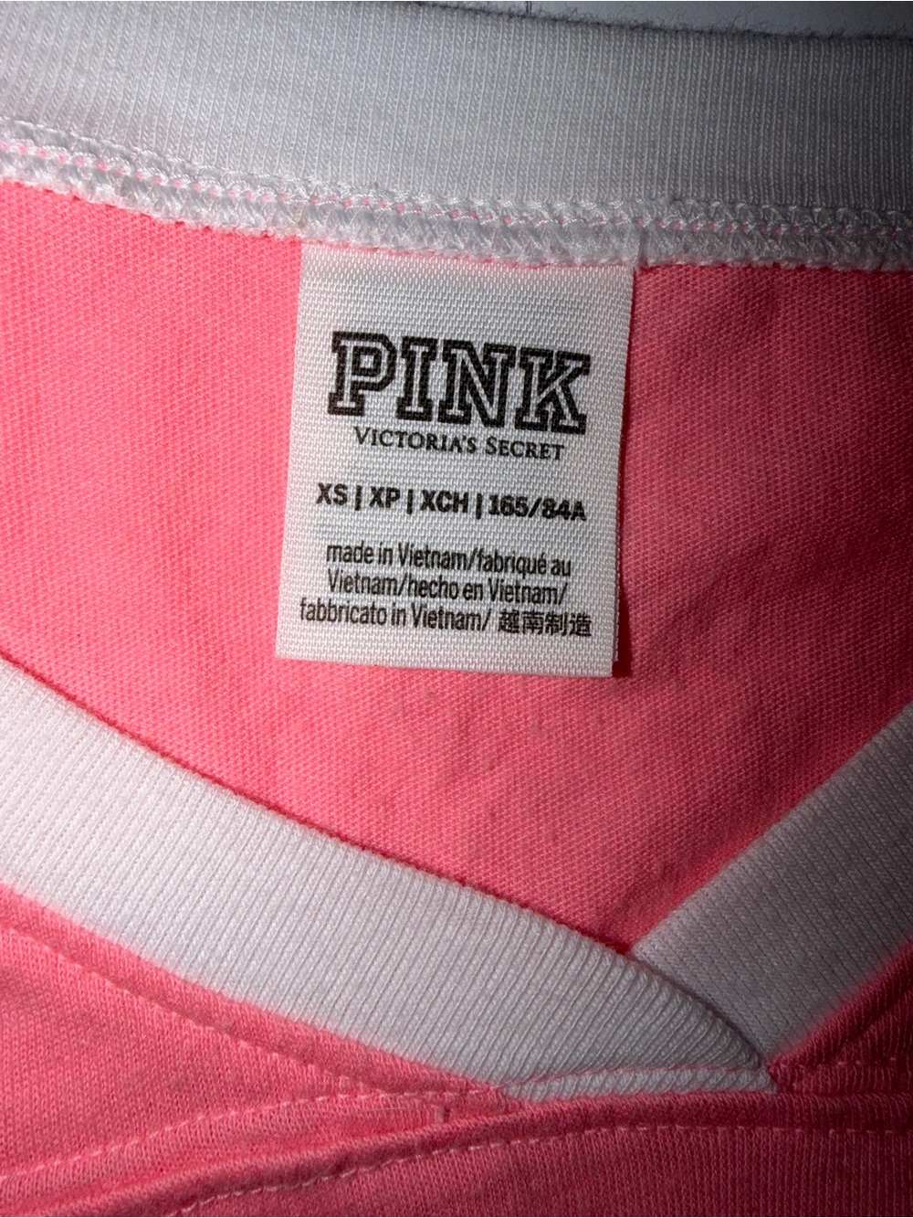 PINK Victoria's Secret Girls' Neon Pink V-Neck Varsity Tee - Picture 4 of 5